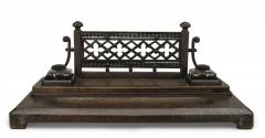2 Piece Victorian Gothic Iron Double Inkwell Desk Set - 4665802