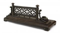 2 Piece Victorian Gothic Iron Double Inkwell Desk Set - 4665804