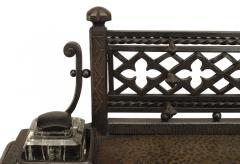 2 Piece Victorian Gothic Iron Double Inkwell Desk Set - 4665805