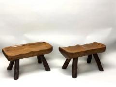 2 Rare Italian Modern Craftsman Alpine Benches in Hand Carved Cypress - 3248071