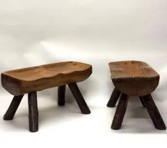 2 Rare Italian Modern Craftsman Alpine Benches in Hand Carved Cypress - 3248073