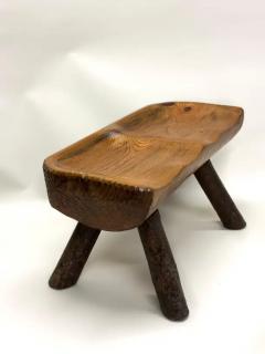2 Rare Italian Modern Craftsman Alpine Benches in Hand Carved Cypress - 3248094
