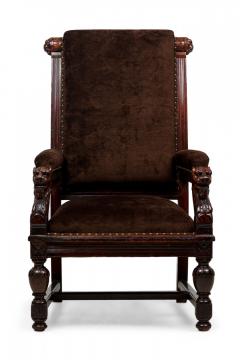 2 Similar English Victorian Brown Upholstered Judges Chairs - 4631676