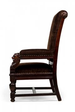 2 Similar English Victorian Brown Upholstered Judges Chairs - 4631678