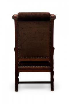 2 Similar English Victorian Brown Upholstered Judges Chairs - 4631680