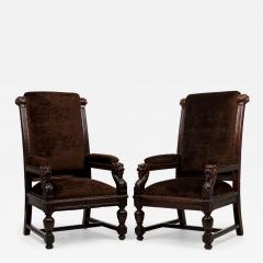 2 Similar English Victorian Brown Upholstered Judges Chairs - 4649625