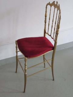 2 Solid Brass Italian Mid Century Modern Chiavari Vanity Desk Side Chair - 1844277