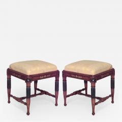 2 Swedish Neoclassic Style Parcel Gilt Patinated Birch Stools - 638563