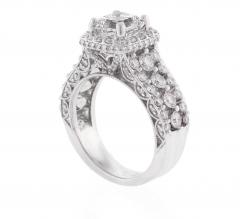 2 carat Asscher Cut Diamond Halo Engagement Ring - 4292992