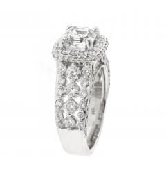 2 carat Asscher Cut Diamond Halo Engagement Ring - 4292993