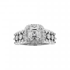 2 carat Asscher Cut Diamond Halo Engagement Ring - 4297113