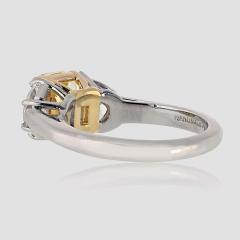 2 carat Cushion Cut Diamond Fancy Intense Yellow GIA Three Stone Engagement Ring - 4222744