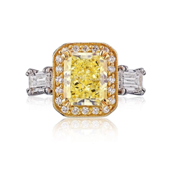 2 carat Radiant Cut Diamond Fancy Yellow GIA Ring - 4045800