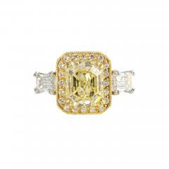 2 carat Radiant Cut Diamond Fancy Yellow GIA Ring - 4045895