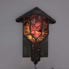 2 of 2 Large 1940s Verdigris Copper and Glass Block Wall Lights Italy - 4076955