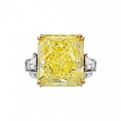 20 CARAT RADIANT CUT FANCY INTENSE YELLOW GIA CERTIFIED DIAMOND ENGAGEMENT RING - 2228862