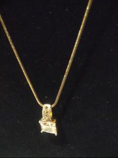 20 Sterling Silver Necklace with a 7 carat Princess cut CZ Pendant - 3820835