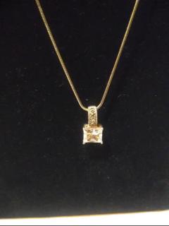 20 Sterling Silver Necklace with a 7 carat Princess cut CZ Pendant - 3820837