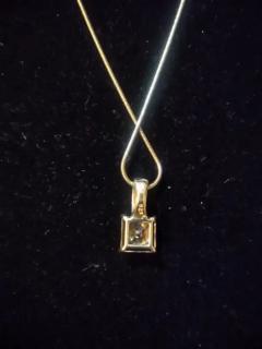 20 Sterling Silver Necklace with a 7 carat Princess cut CZ Pendant - 3820838
