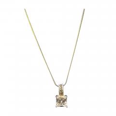 20 Sterling Silver Necklace with a 7 carat Princess cut CZ Pendant - 3823974