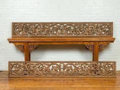 20 x 60 Indonesian Single Carved Wood Temple Panel with Scrolling Foliage - 3947209