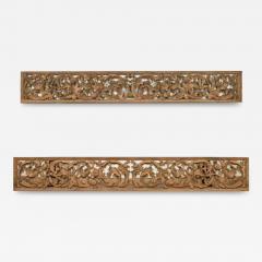 20 x 60 Indonesian Single Carved Wood Temple Panel with Scrolling Foliage - 3948608