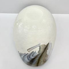 2000 Italian Blue Gray White Taupe Iridescent Murano Glass Monumental Shell Bowl - 3419719