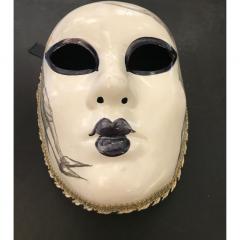 2000 Italian Venetian Handcrafted Pencil Black White Gold Modern Carnival Mask - 4414645