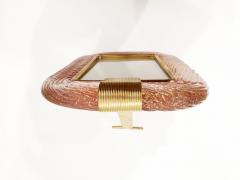 2000s Barovier Toso Italian Pink Gold Twisted Murano Glass Brass Picture Frame - 2556305