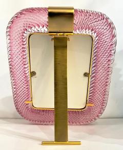 2010 Modern Italian Rose Pink Crystal Twisted Murano Glass Brass Picture Frame - 4131954