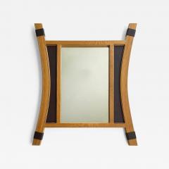 2012 Artist Signed Oak and Leather Studio Crafted Wall Mirror - 3539220