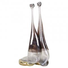20th Century Abstract Two Necked Glass Vase Signed Germany circa 1980 - 4224533