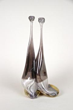 20th Century Abstract Two Necked Glass Vase Signed Germany circa 1980 - 4224535
