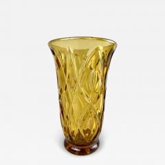 20th Century Ambercolored Art Deco Glass Vase CZ circa 1930 - 4789633