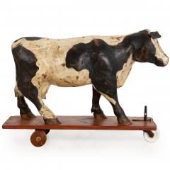 20th Century American Folk Art Whimsical Carved Painted Holstein Cow - 4590612