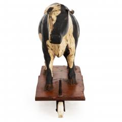 20th Century American Folk Art Whimsical Carved Painted Holstein Cow - 4590615