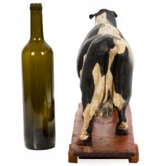 20th Century American Folk Art Whimsical Carved Painted Holstein Cow - 4590619