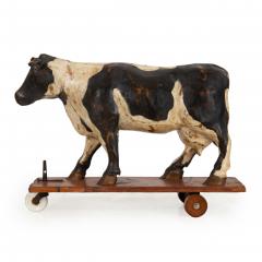 20th Century American Folk Art Whimsical Carved Painted Holstein Cow - 4590620