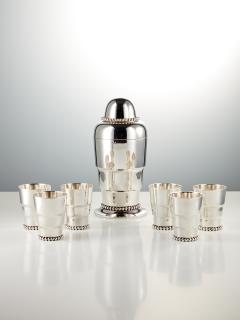 20th Century Art Deco Cocktail Shaker Set with Six Cups Austria Circa 1920 - 3506318