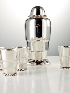 20th Century Art Deco Cocktail Shaker Set with Six Cups Austria Circa 1920 - 3506321