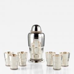 20th Century Art Deco Cocktail Shaker Set with Six Cups Austria Circa 1920 - 3508890