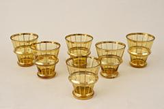 20th Century Art Deco Glass Decanter Set Amber Colored Gilt CZ ca 1920 - 4307749