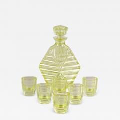 20th Century Art Deco Glass Decanter Set With 6 Shot Glasses CZ ca 1920 - 4688753
