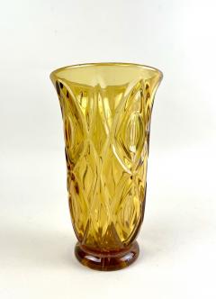 20th Century Art Deco Glass Vase Amber Colored Austria circa 1920 - 3664486