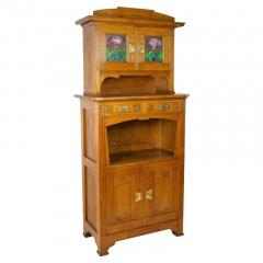 20th Century Art Nouveau Cabinet Buffet Oak Tiffany Style Glass AT ca 1910 - 4616665