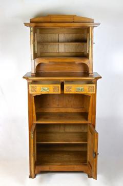 20th Century Art Nouveau Cabinet Buffet Oak Tiffany Style Glass AT ca 1910 - 4616669