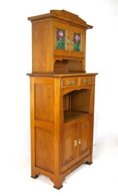 20th Century Art Nouveau Cabinet Buffet Oak Tiffany Style Glass AT ca 1910 - 4616673