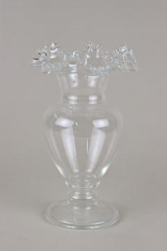 20th Century Art Nouveau Clear Glass Vase Ruffled Edge Austria circa 1910 - 4493137