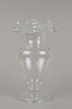 20th Century Art Nouveau Clear Glass Vase Ruffled Edge Austria circa 1910 - 4493139