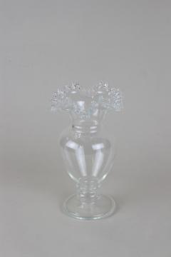 20th Century Art Nouveau Clear Glass Vase Ruffled Edge Austria circa 1910 - 4493140